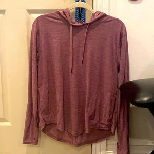 Old navy pink exercise hoodie with pockets and thumb holes, size medium